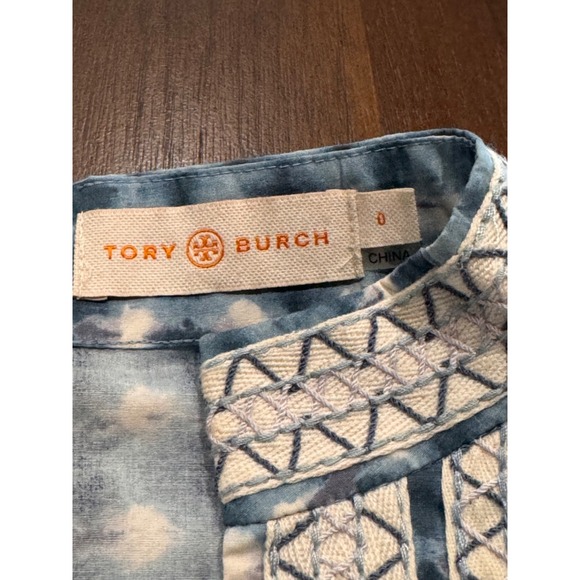 Tory Burch Coastal Sonda Dress Blue Long Sleeve Embroidered Boho‎ EUC - Picture 6 of 6